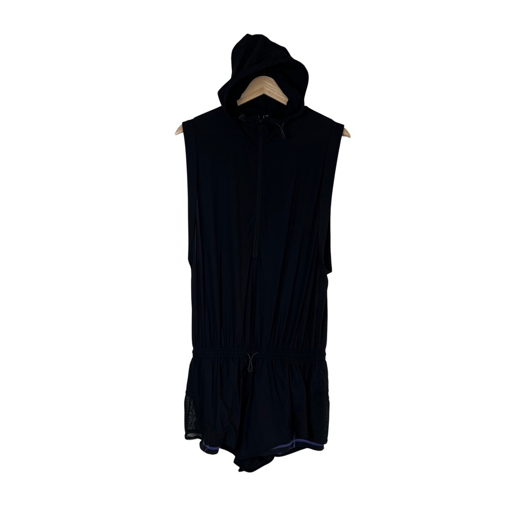 FP Movement Free People Black Hooded Sleeveless Romper Half Zip Athletic XS